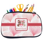 Hearts & Bunnies Neoprene Pencil Case - Medium w/ Couple's Names