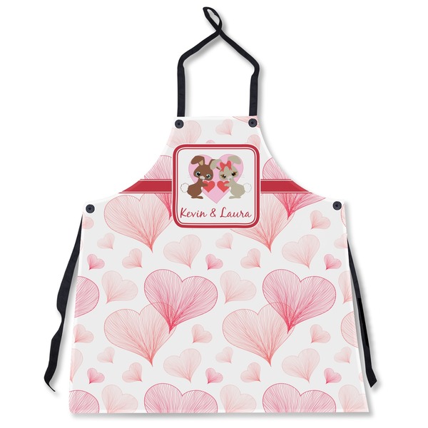 Custom Hearts & Bunnies Apron Without Pockets w/ Couple's Names