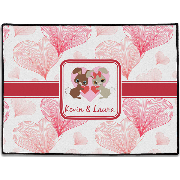 Custom Hearts & Bunnies Door Mat - 24"x18" (Personalized)