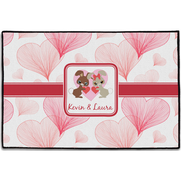 Custom Hearts & Bunnies Door Mat - 36"x24" (Personalized)