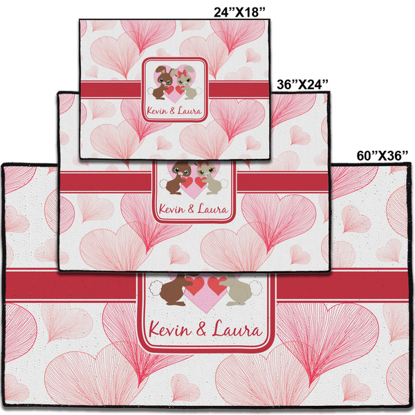 Hearts & Bunnies Personalized Door Mat - Group Parent IMF