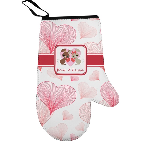 Custom Hearts & Bunnies Right Oven Mitt (Personalized)