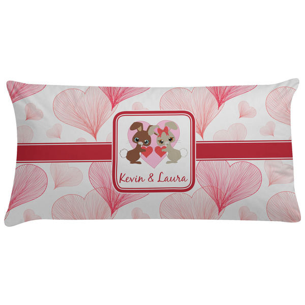 Custom Hearts & Bunnies Pillow Case - King (Personalized)