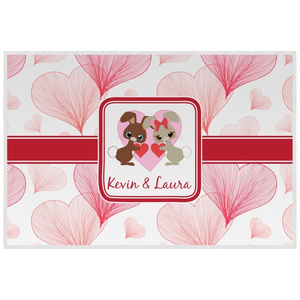 Custom Hearts & Bunnies Laminated Placemat w/ Couple's Names
