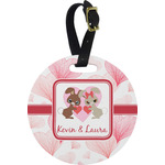Hearts & Bunnies Plastic Luggage Tag - Round (Personalized)