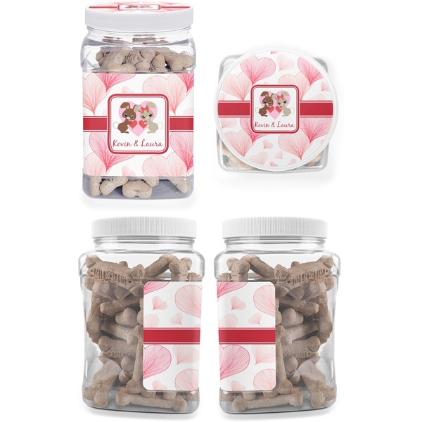 Hearts & Bunnies Pet Treat Jar - Multiple Angles