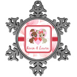 Hearts & Bunnies Vintage Snowflake Ornament (Personalized)