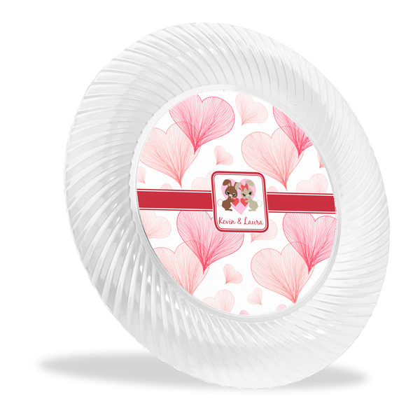 Custom Hearts & Bunnies Plastic Party Dinner Plates - 10" (Personalized)