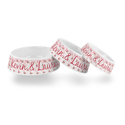 Hearts & Bunnies Plastic Dog Bowl (Personalized)