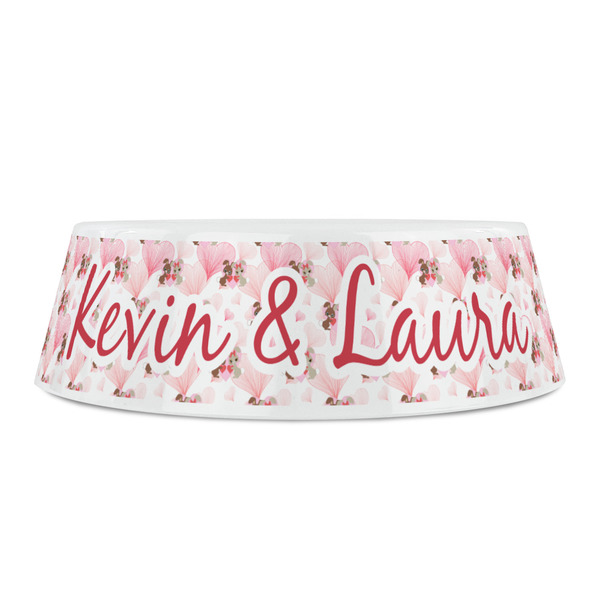 Hearts & Bunnies Plastic Pet Bowls - Small - FRONT