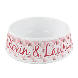Hearts & Bunnies Plastic Dog Bowl - Small (Personalized)