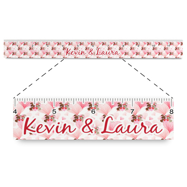 Custom Hearts & Bunnies Plastic Ruler - 12" (Personalized)