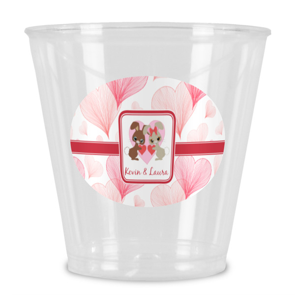 Custom Hearts & Bunnies Plastic Shot Glass (Personalized)
