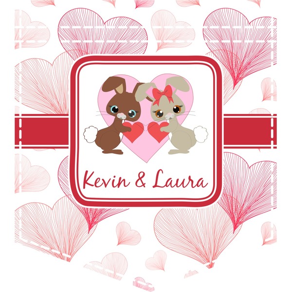 Custom Hearts & Bunnies Iron On Faux Pocket (Personalized)