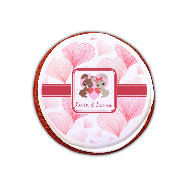 Hearts & Bunnies Printed Icing Circle - XSmall - On Cookie