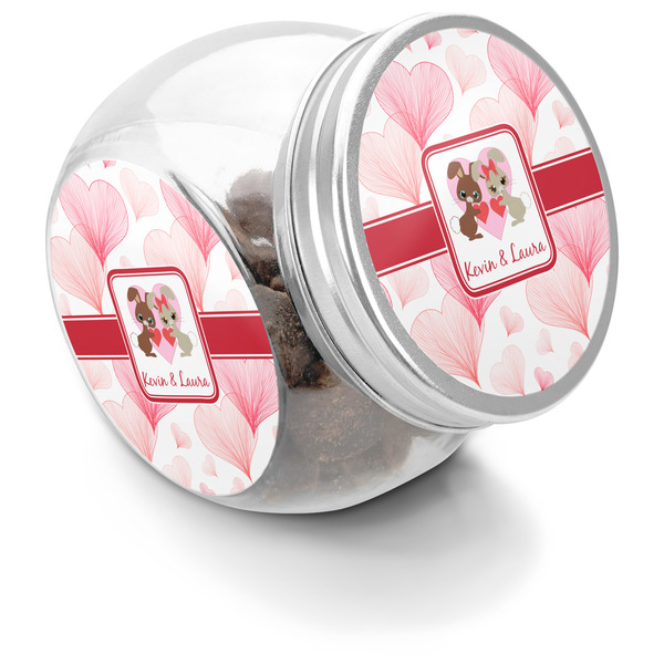 Custom Hearts & Bunnies Puppy Treat Jar (Personalized)