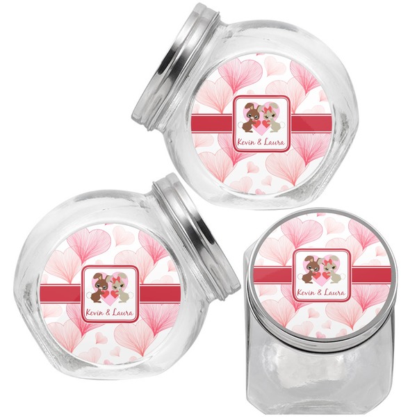 Hearts & Bunnies Puppy Treat Jar - Top Left Right
