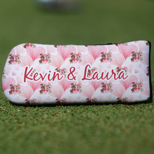 Custom Hearts & Bunnies Blade Putter Cover (Personalized)