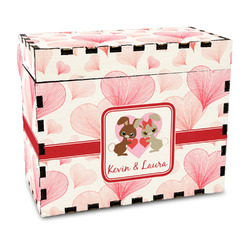 Hearts & Bunnies Wood Recipe Box - Full Color Print (Personalized)