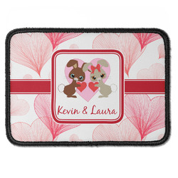 Hearts & Bunnies Iron On Rectangle Patch w/ Couple's Names