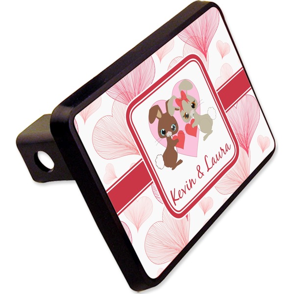 Custom Hearts & Bunnies Rectangular Trailer Hitch Cover - 2" (Personalized)