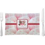 Hearts & Bunnies Rectangular Glass Lunch / Dinner Plate - Single or Set (Personalized)