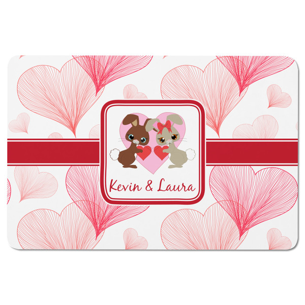 Hearts & Bunnies Rectangular Fridge Magnet - FRONT
