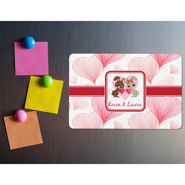 Hearts & Bunnies Rectangular Fridge Magnet - LIFESTYLE
