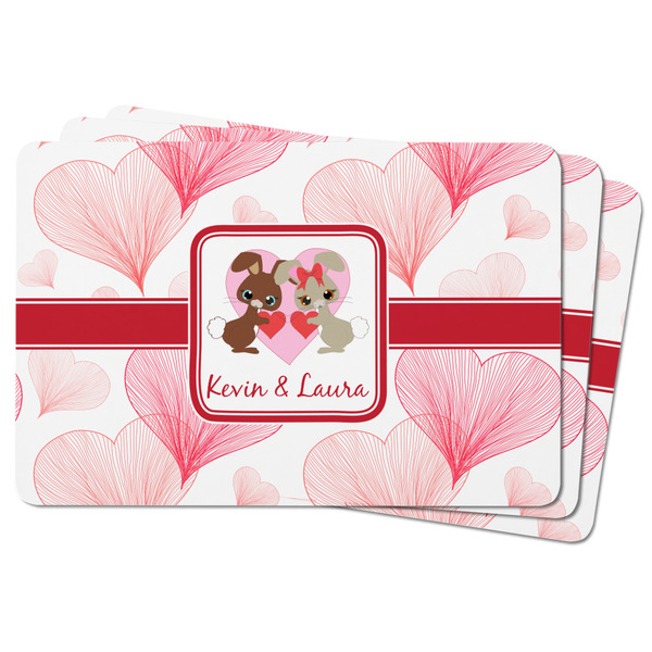 Hearts & Bunnies Rectangular Fridge Magnet - THREE