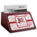Hearts & Bunnies Red Mahogany Business Card Holder (Personalized)