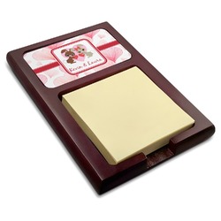 Hearts & Bunnies Red Mahogany Sticky Note Holder (Personalized)