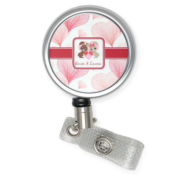 Custom Hearts & Bunnies Retractable Badge Reel (Personalized)