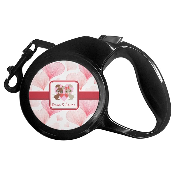 Custom Hearts & Bunnies Retractable Dog Leash - Small (Personalized)