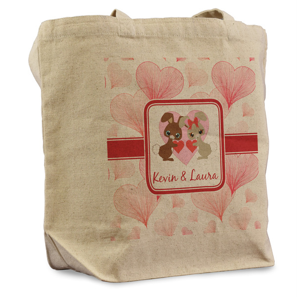 Custom Hearts & Bunnies Reusable Cotton Grocery Bag (Personalized)