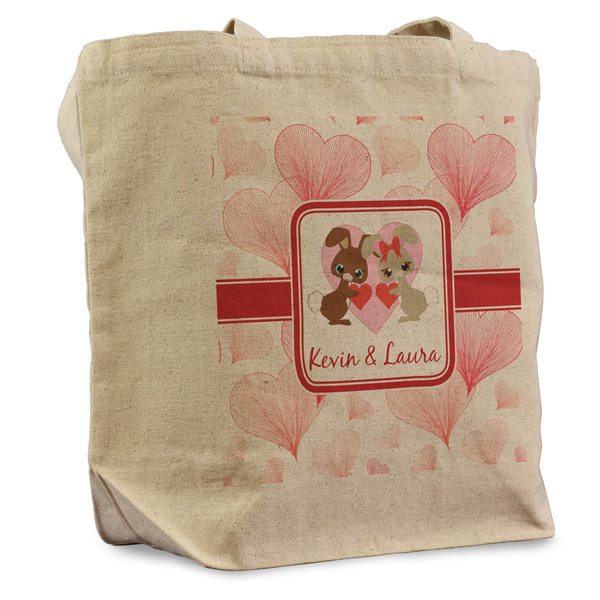 Custom Hearts & Bunnies Reusable Cotton Grocery Bag - Single (Personalized)