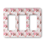 Hearts & Bunnies Rocker Style Light Switch Cover - Three Switch
