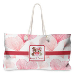 Hearts & Bunnies Large Tote Bag with Rope Handles (Personalized)