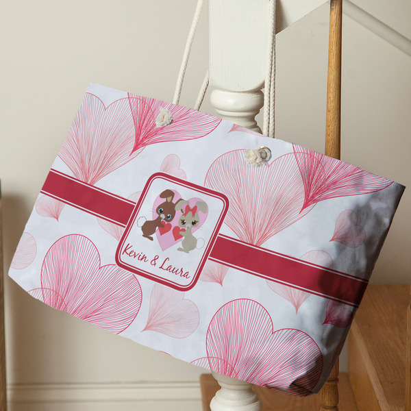 Hearts & Bunnies Large Rope Tote - Life Style