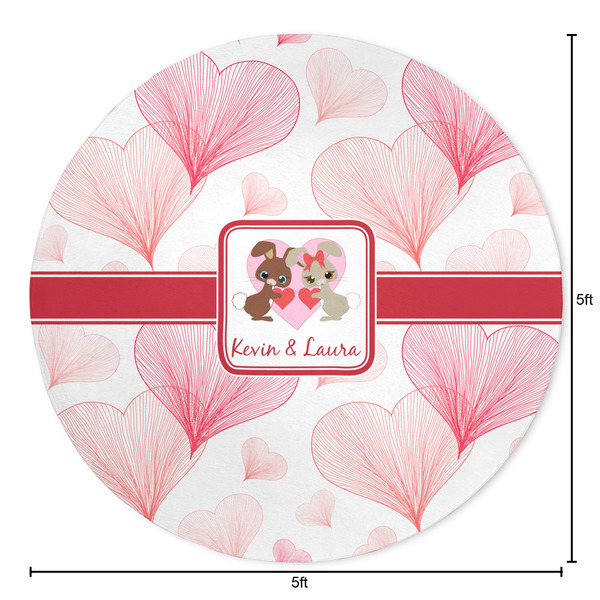 Hearts & Bunnies Round Area Rug - Size