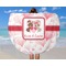 Hearts & Bunnies Round Beach Towel - In Use