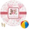 Hearts & Bunnies Round Beach Towel (Personalized)