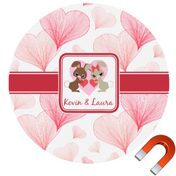 Hearts & Bunnies Round Car Magnet - 6" (Personalized)