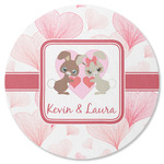 Hearts & Bunnies Round Rubber Backed Coaster (Personalized)