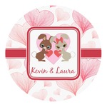 Hearts & Bunnies Round Decal - Small (Personalized)