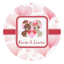 Hearts & Bunnies Round Decal (Personalized)