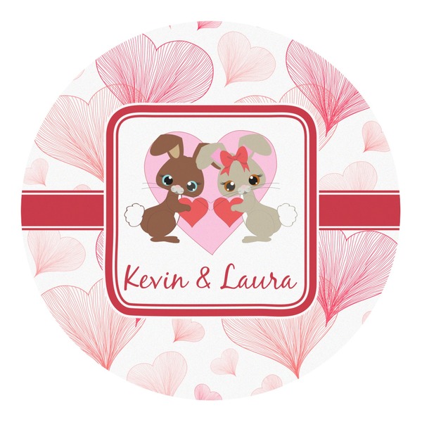 Custom Hearts & Bunnies Round Decal - Small (Personalized)