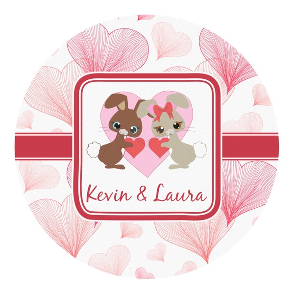 Custom Hearts & Bunnies Round Decal - Medium (Personalized)