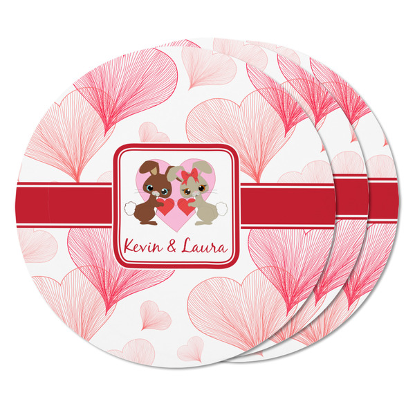 Hearts & Bunnies Round Fridge Magnet - THREE