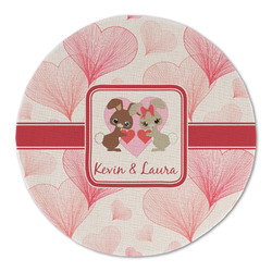 Hearts & Bunnies Round Linen Placemat (Personalized)
