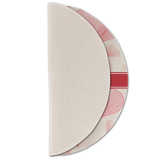 Hearts & Bunnies Round Linen Placemats - HALF FOLDED (single sided)